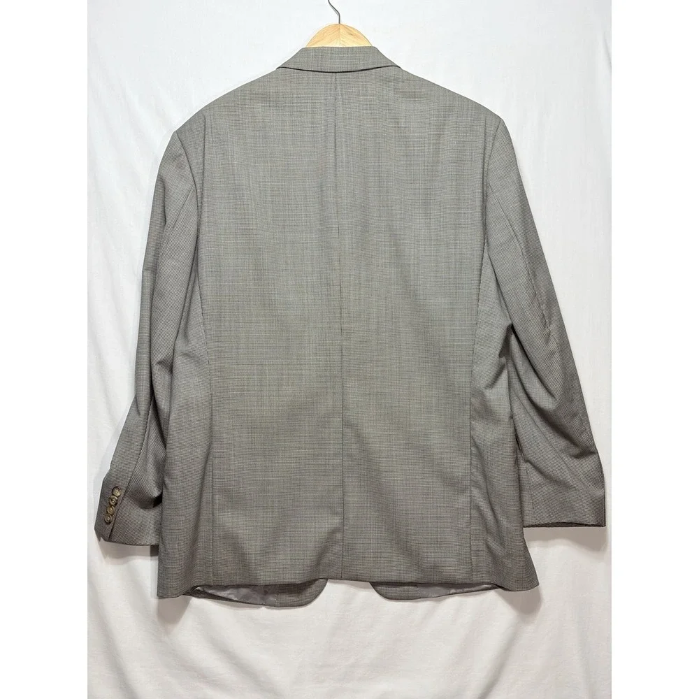 Hugo Boss Super 100 Blazer 44R Gray Houndstooth 100% Virgin Wool Sport Coat Mens